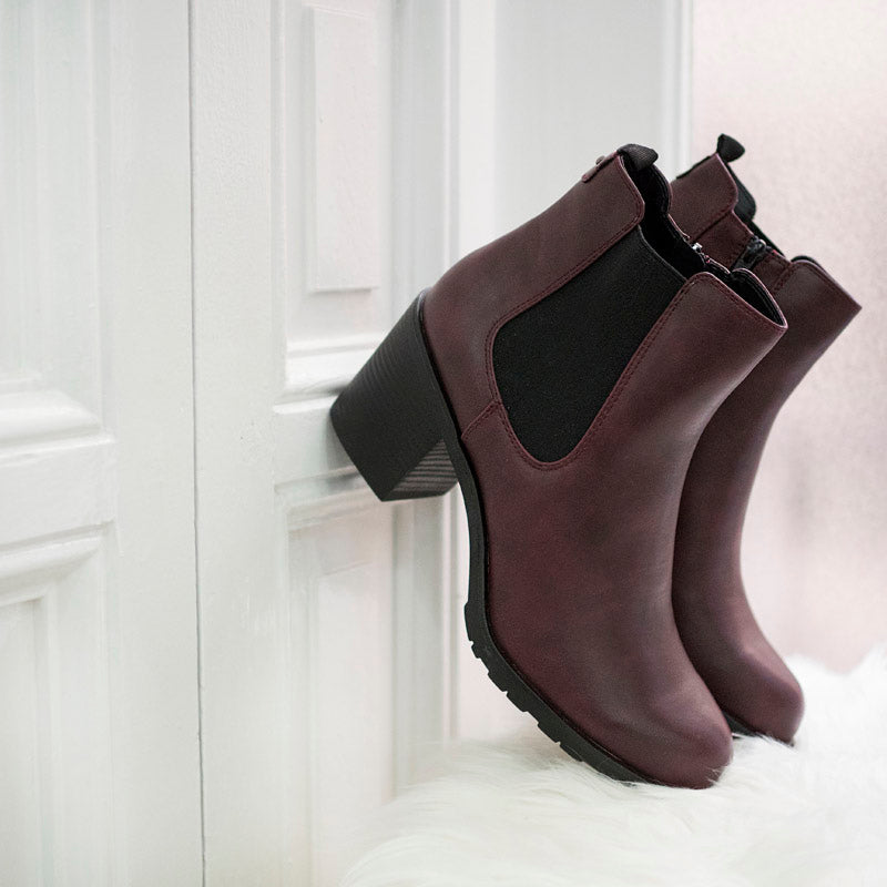 Wine Ankle Boots